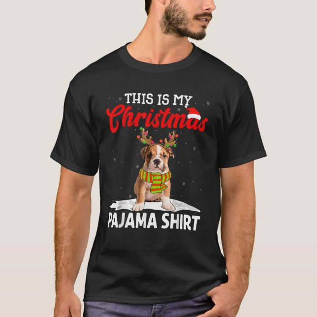 This Is My Christmas Pajama English Bulldog Dog  T-Shirt (Vorderseite)