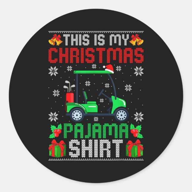 This Is My Christmas Pajama Golf Cart Xmas Srt Gol Runder Aufkleber (Vorderseite)