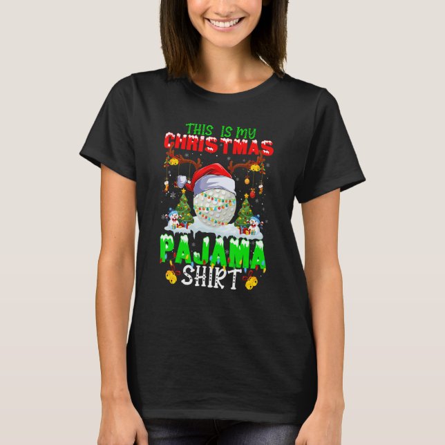 This Is My Christmas Pajama Hockey Santa Hat Xmas  T-Shirt (Vorderseite)