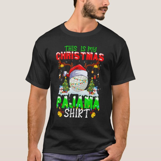 This Is My Christmas Pajama Hockey Santa Hat Xmas  T-Shirt (Vorderseite)