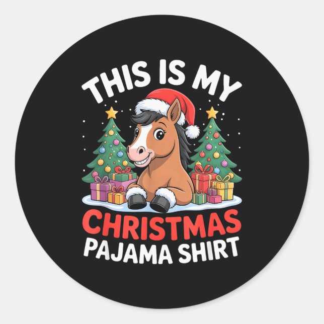 This Is My Christmas Pajama Horse  Runder Aufkleber (Vorderseite)