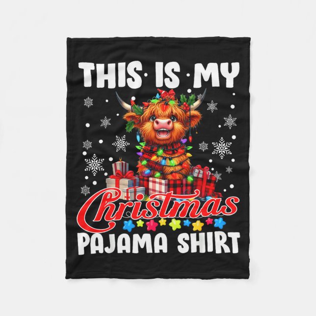 This Is My Christmas Pajama Santa Highland Cow Chr Fleecedecke (Vorderseite)