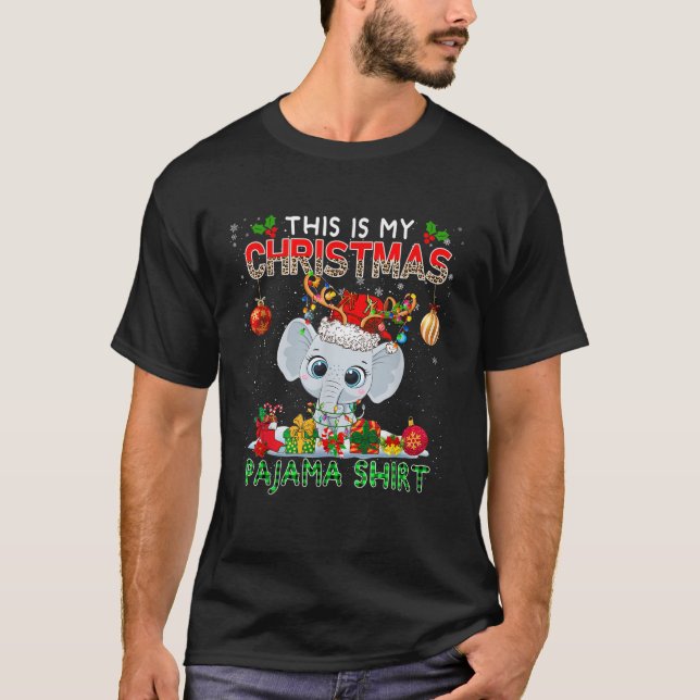 This Is My Christmas Pajama Santa Reindeer Elephan T-Shirt (Vorderseite)