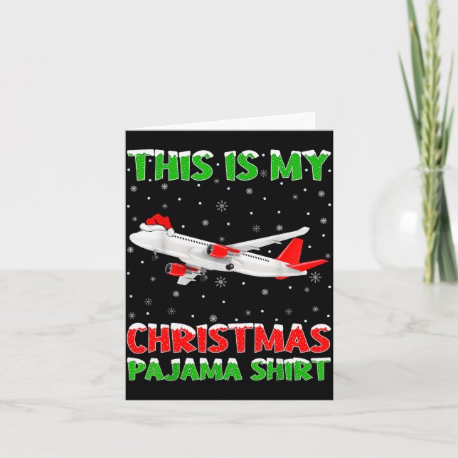 This Is My Christmas Pajama Shirt Airplane Christm Karte (Vorderseite)