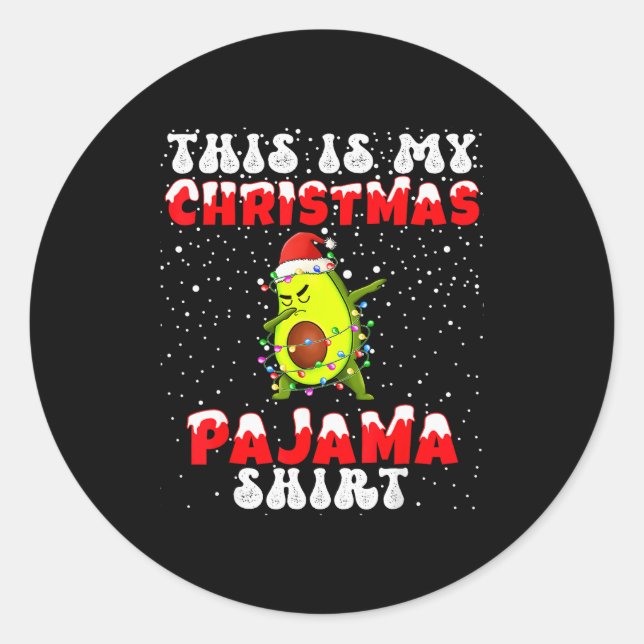 This Is My Christmas Pajama Shirt Avocado Dabbing  Runder Aufkleber (Vorderseite)