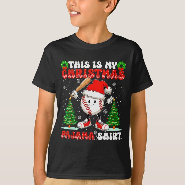 This Is My Christmas Pajama Shirt Baseball Boys Me (Vorderseite)