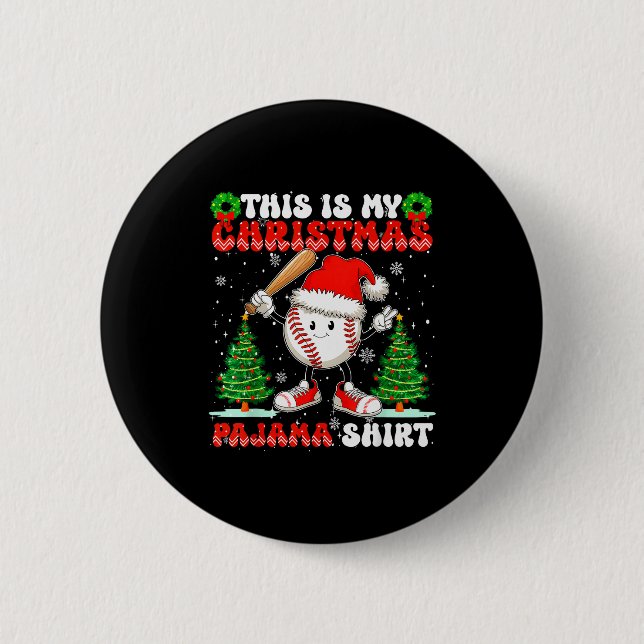 This Is My Christmas Pajama Shirt Baseball Boys Me Button (Vorderseite)