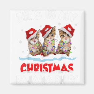 This Is My Christmas Pajama Shirt Cat Lover Funny Magnet