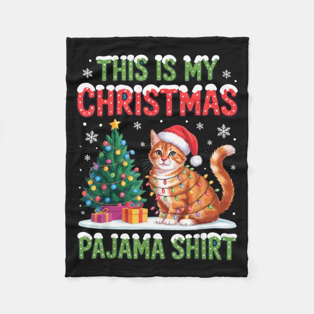 This Is My Christmas Pajama Shirt Cat Lovers Holid Fleecedecke (Vorderseite)