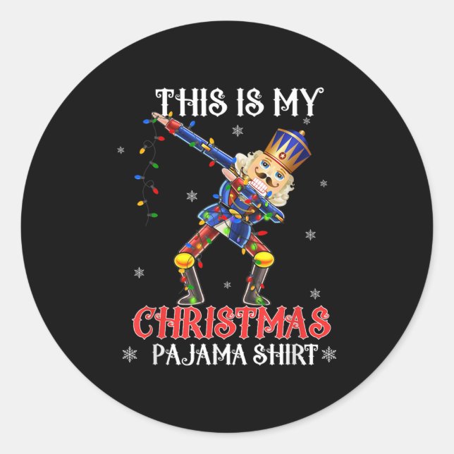 This Is My Christmas Pajama Shirt Dabbing Nutcrack Runder Aufkleber (Vorderseite)