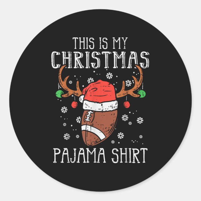 This Is My Christmas Pajama Shirt Football Xmas Sr Runder Aufkleber (Vorderseite)