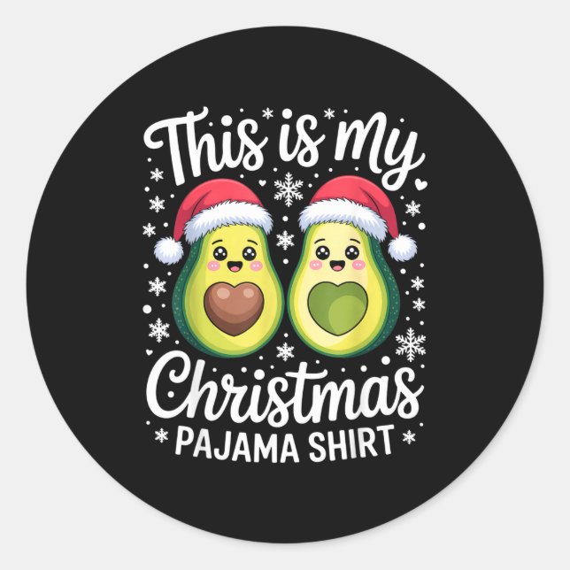 This Is My Christmas Pajama Shirt For Avocado Love Runder Aufkleber (Vorderseite)