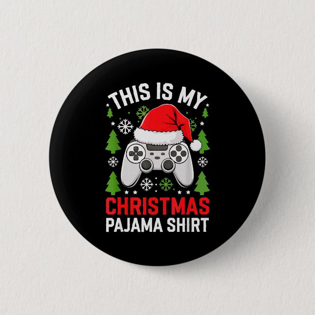 This Is My Christmas Pajama Shirt Gamer Teen Boy X Button (Vorderseite)
