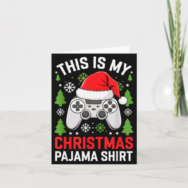 This Is My Christmas Pajama Shirt Gamer Teen Boy X Karte (Vorderseite)