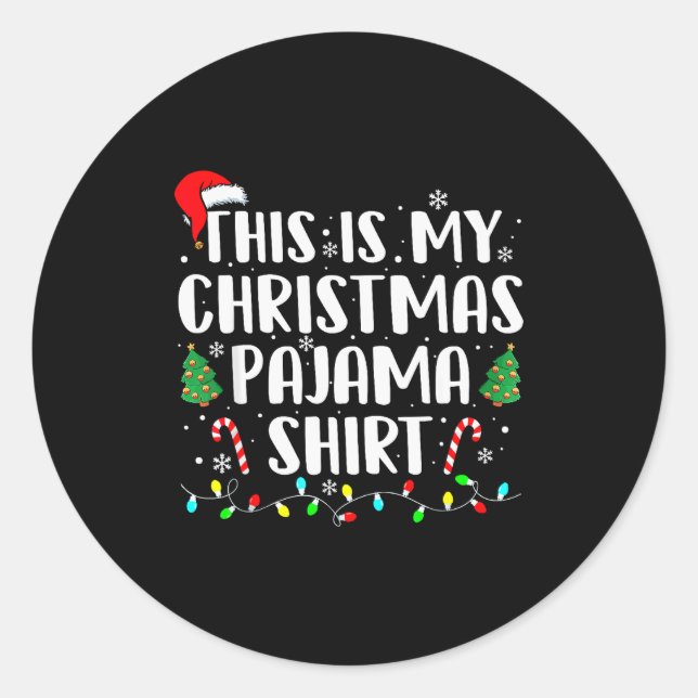 This Is My Christmas Pajama Shirt Lights Men Women Runder Aufkleber (Vorderseite)
