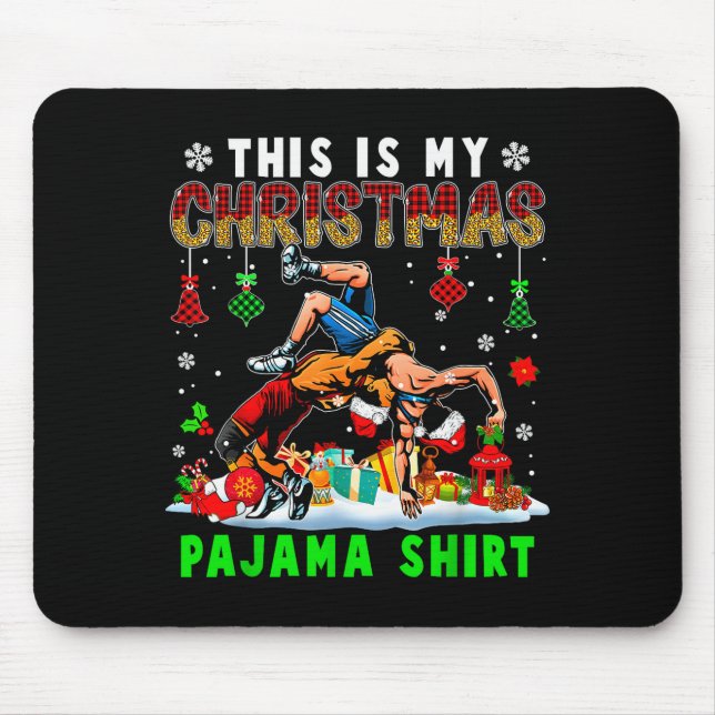 This Is My Christmas Pajama Shirt Two Santa Wrestl Mousepad (Vorne)