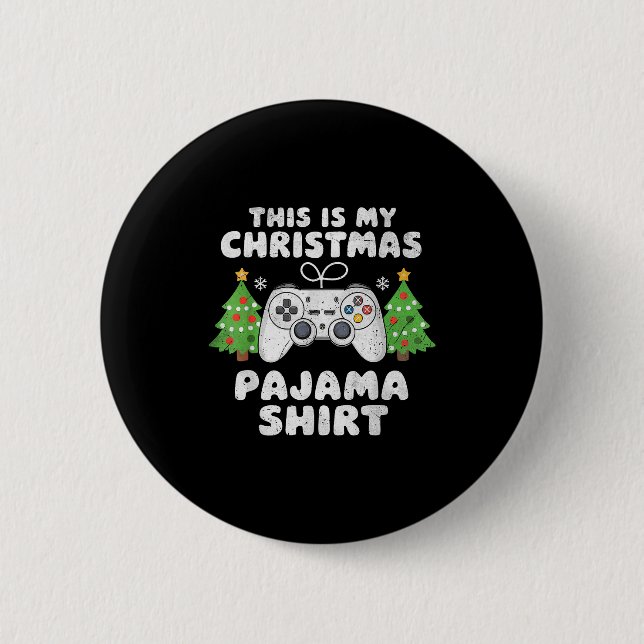 This Is My Christmas Pajama Shirt Video Game Boys  Button (Vorderseite)