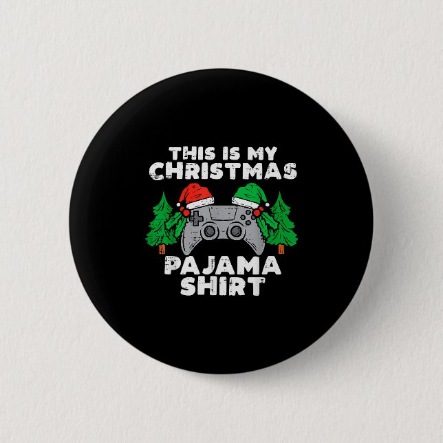 This Is My Christmas Pajama Shirt Video Games Boys Button (Vorderseite)