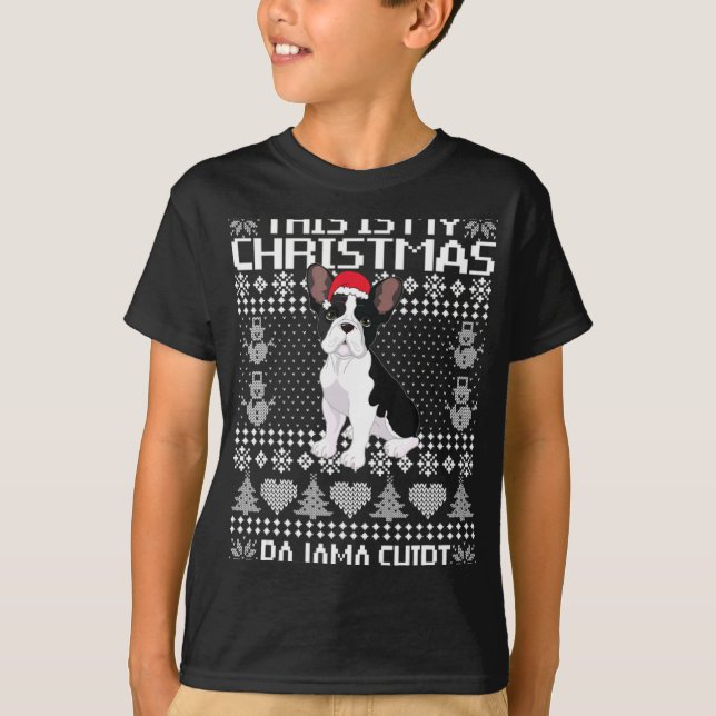 This Is My Christmas Pajama Ugly Xmas French Bull  T-Shirt (Vorderseite)