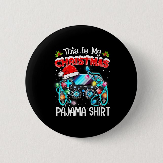This Is My Christmas Pajama Video Game Gamer Boys  Button (Vorderseite)