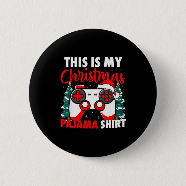 This Is My Christmas Pajama Video Game Gamer Boys  Button (Vorderseite)
