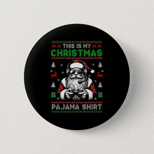 This Is My Christmas Pajama Video Game Gamer Boys  Button (Vorderseite)