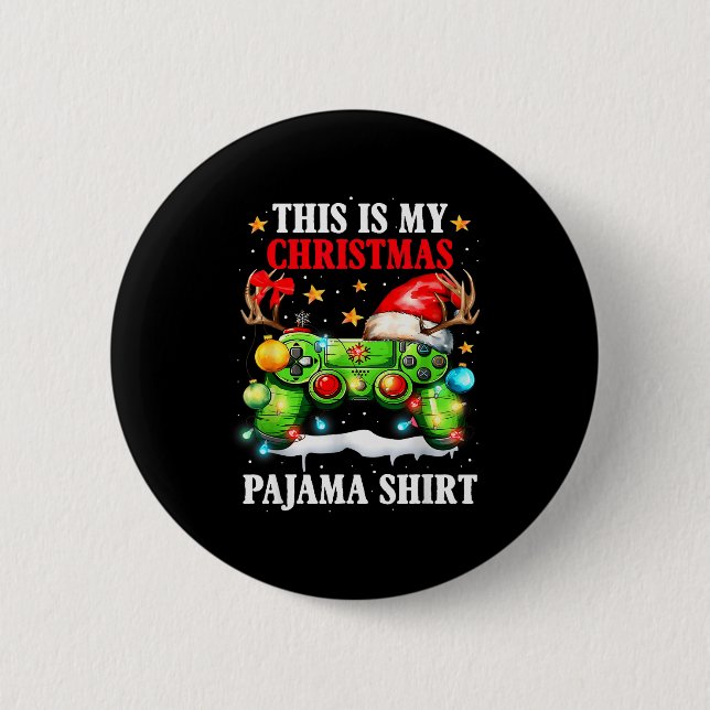 This Is My Christmas Pajama Video Game Gamer Boys  Button (Vorderseite)