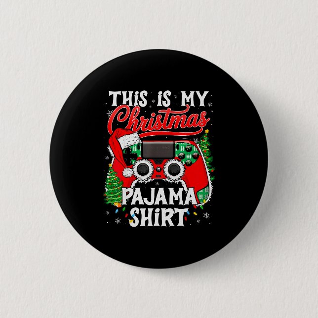 This Is My Christmas Pajama Video Game Gamer Boys  Button (Vorderseite)