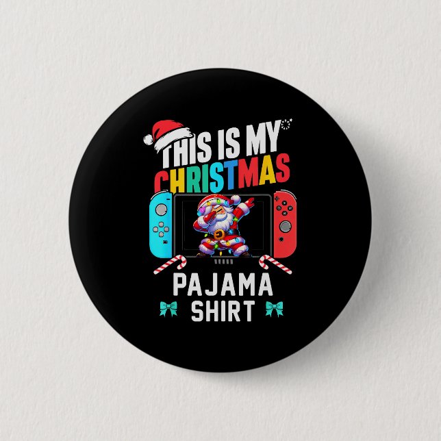 This Is My Christmas Pajama Video Game Gamer Boys  Button (Vorderseite)