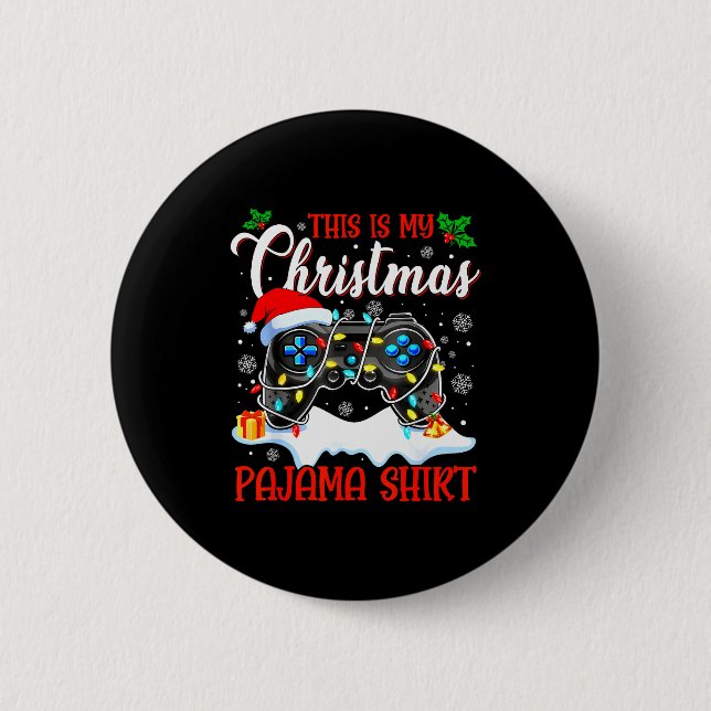 This Is My Christmas Pajama Video Game Gamer Boys  Button (Vorderseite)
