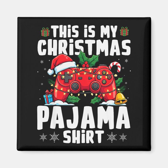 This Is My Christmas Pajama Video Game Gamer Boys  Magnet (Vorne)