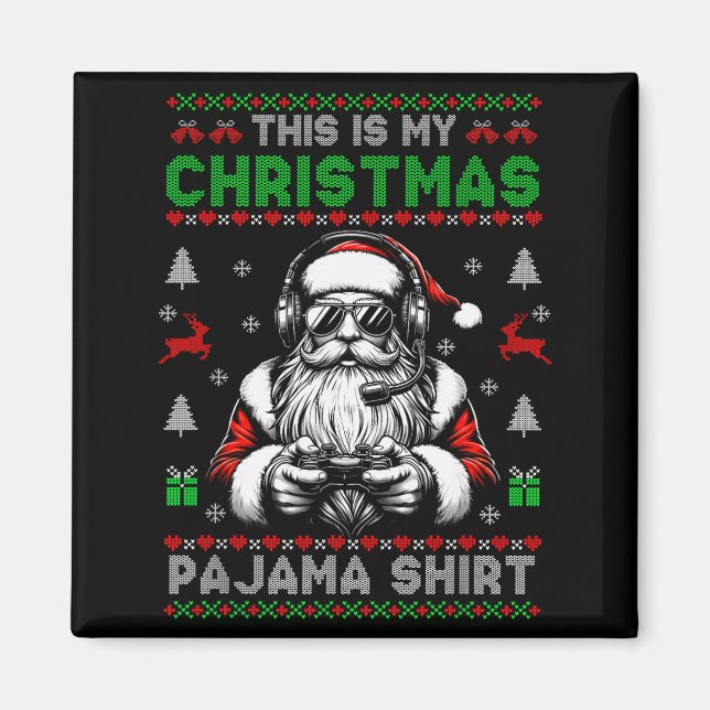 This Is My Christmas Pajama Video Game Gamer Boys  Magnet (Vorne)