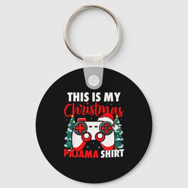 This Is My Christmas Pajama Video Game Gamer Boys  Schlüsselanhänger (Vorderseite)