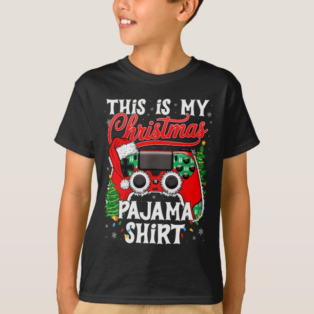 This Is My Christmas Pajama Video Game Gamer Boys  T-Shirt (Vorderseite)