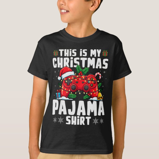 This Is My Christmas Pajama Video Game Gamer Boys  T-Shirt (Vorderseite)