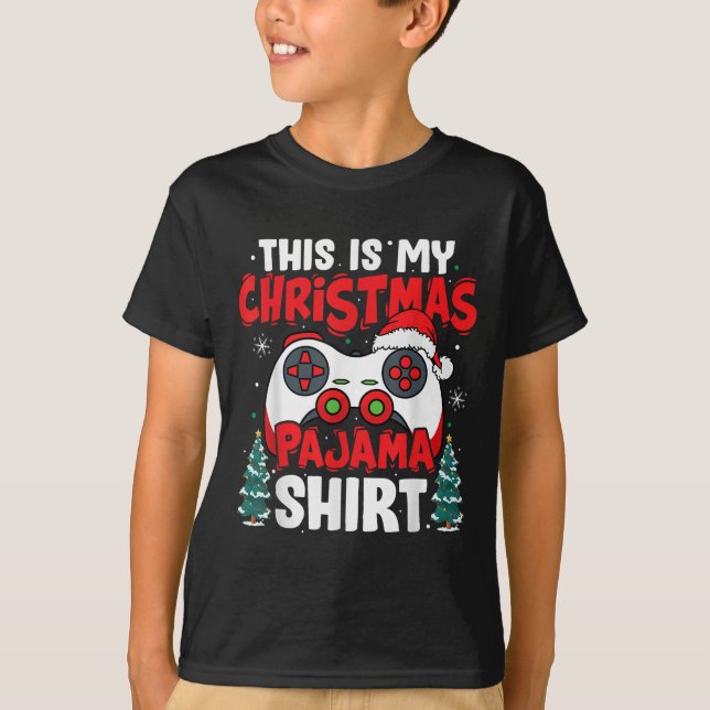 This Is My Christmas Pajama Video Game Gamer Boys  T-Shirt (Vorderseite)