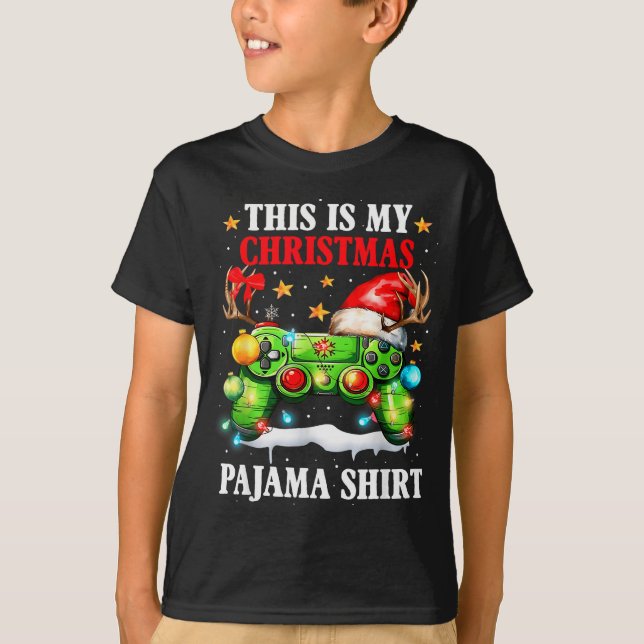 This Is My Christmas Pajama Video Game Gamer Boys  T-Shirt (Vorderseite)