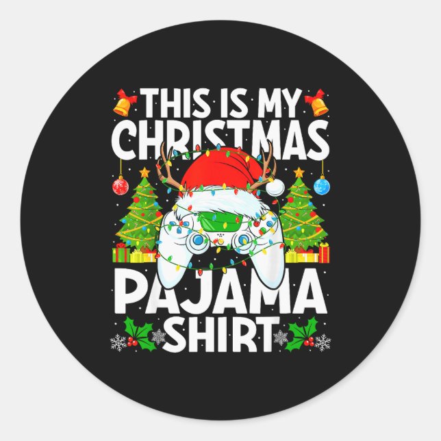 This Is My Christmas Pajama Video Gamer Christmas  Runder Aufkleber (Vorderseite)