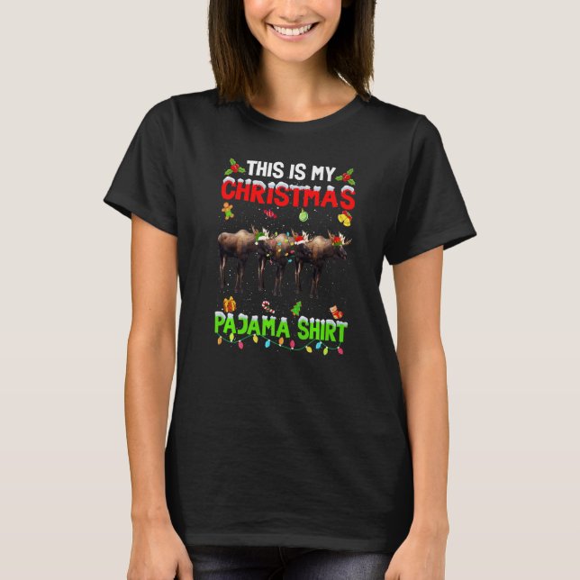 This Is My Christmas Pajama Xmas Moose Squad T-Shirt (Vorderseite)