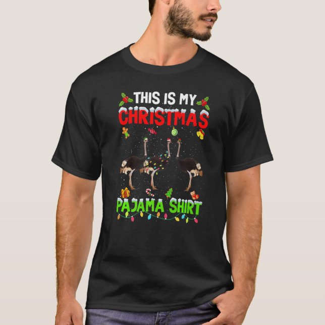 This Is My Christmas Pajama Xmas Ostrich Squad T-Shirt (Vorderseite)