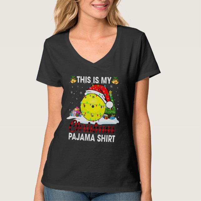 This Is My Christmas Pajama  Xmas Santa Pickleball T-Shirt (Vorderseite)