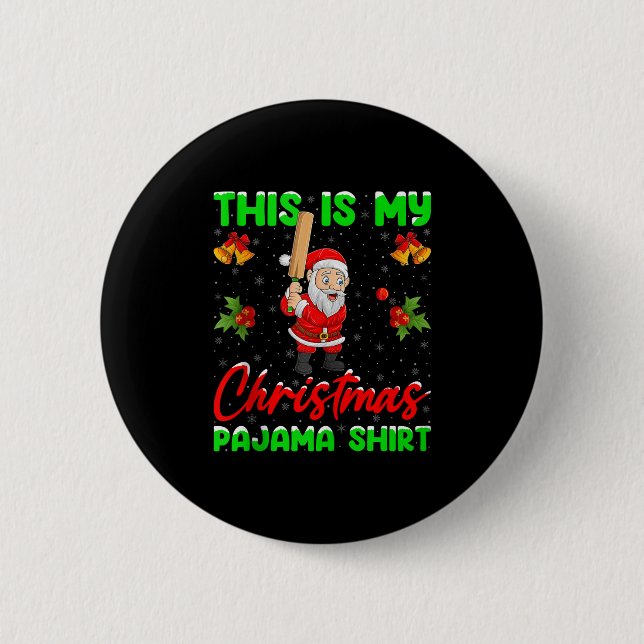 This Is My Christmas Pajamas Funny Santa Playing C Button (Vorderseite)