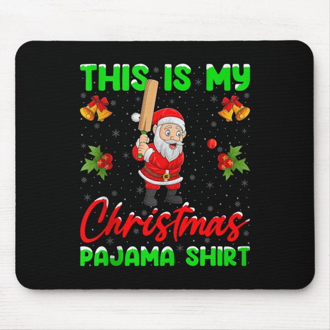 This Is My Christmas Pajamas Funny Santa Playing C Mousepad (Vorne)