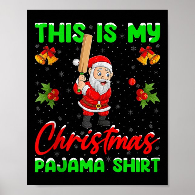 This Is My Christmas Pajamas Funny Santa Playing C Poster (Vorne)