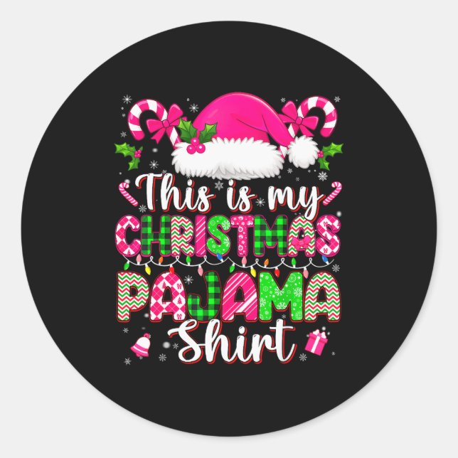 This Is My Christmas Pajamas Shirts Xmas Men Women Runder Aufkleber (Vorderseite)