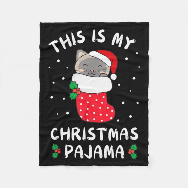This Is My Christmas Pajamas Sweet Siam Cat Stocki Fleecedecke (Vorderseite)
