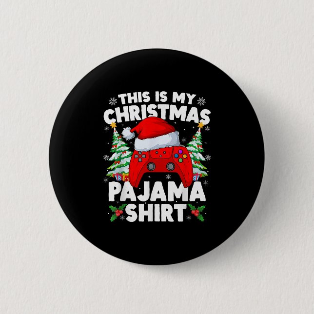 This Is My Christmas Pajamas Video Game Gamer Boys Button (Vorderseite)