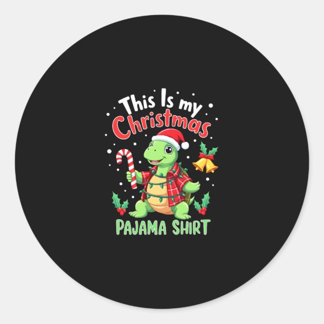 This Is My Christmas Turtle Pajama Shirt Buffalo P Runder Aufkleber (Vorderseite)