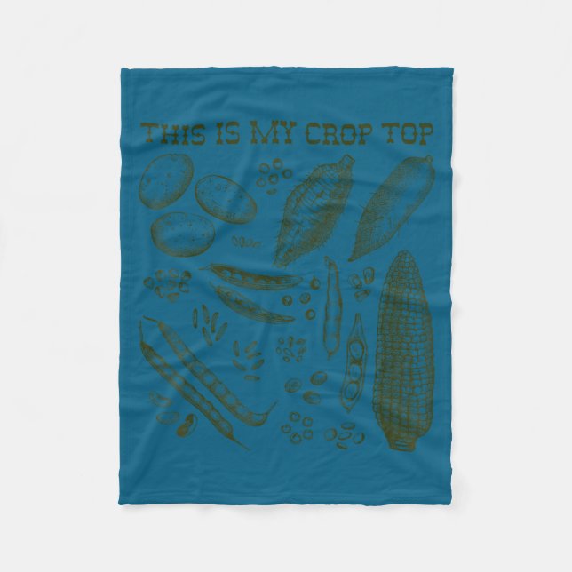 This Is My Crop Top Funny Gardening Pun Vegetable  Fleecedecke (Vorderseite)