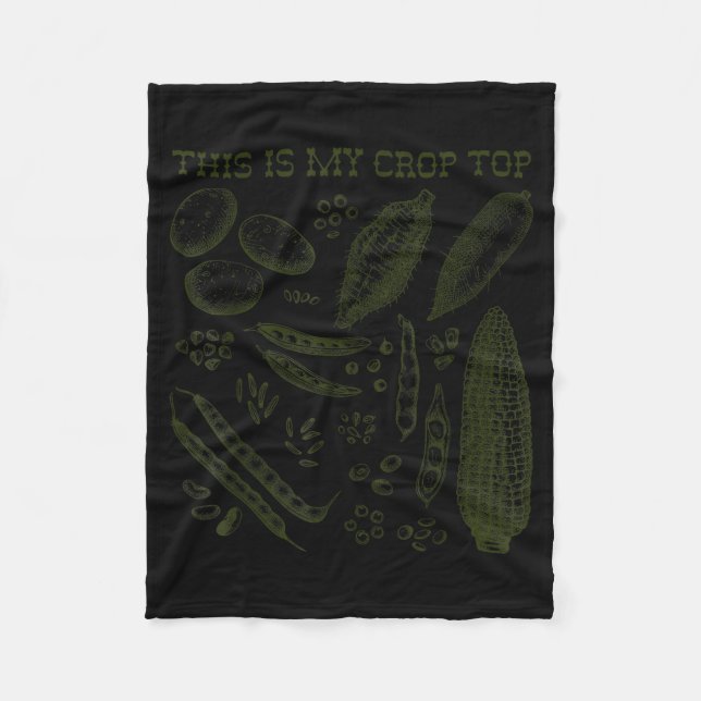 This Is My Crop Top Funny Gardening Pun Vegetable  Fleecedecke (Vorderseite)